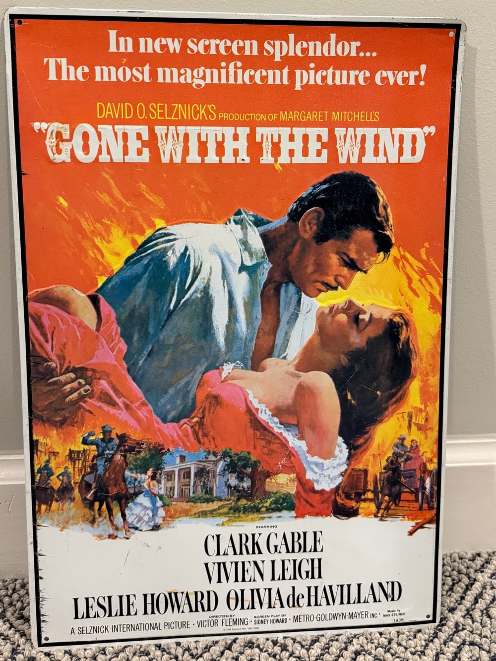 Vintage Gone With The Wind Metal Movie Poster Wall Art